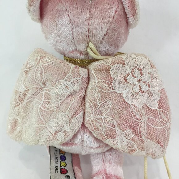 My Guardian Angel Pink Winged Teddy Bear with Lace by Aurora World 6" with Halo - Picture 8 of 11